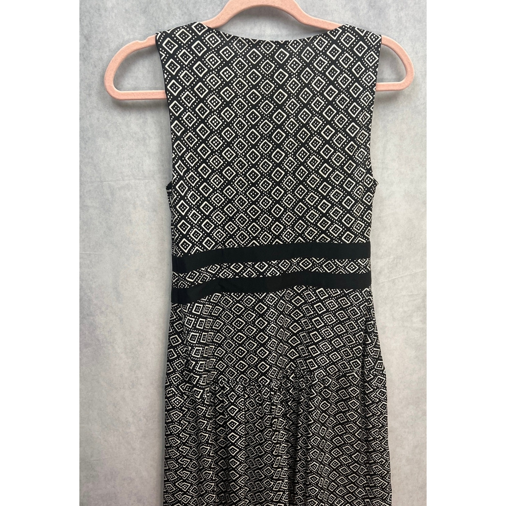 Diane Von Furstenberg Eugenia Silk Shift Dress V-Neck Dot Diamond Black Size 4 - Picture 7 of 12